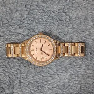 Fossil Rose Gold Watch with Crystal Details/ Small Wrist